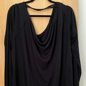 Black long sleeve blouse with cut out back